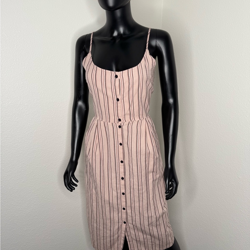 RVCA Pink Striped Midi Dress